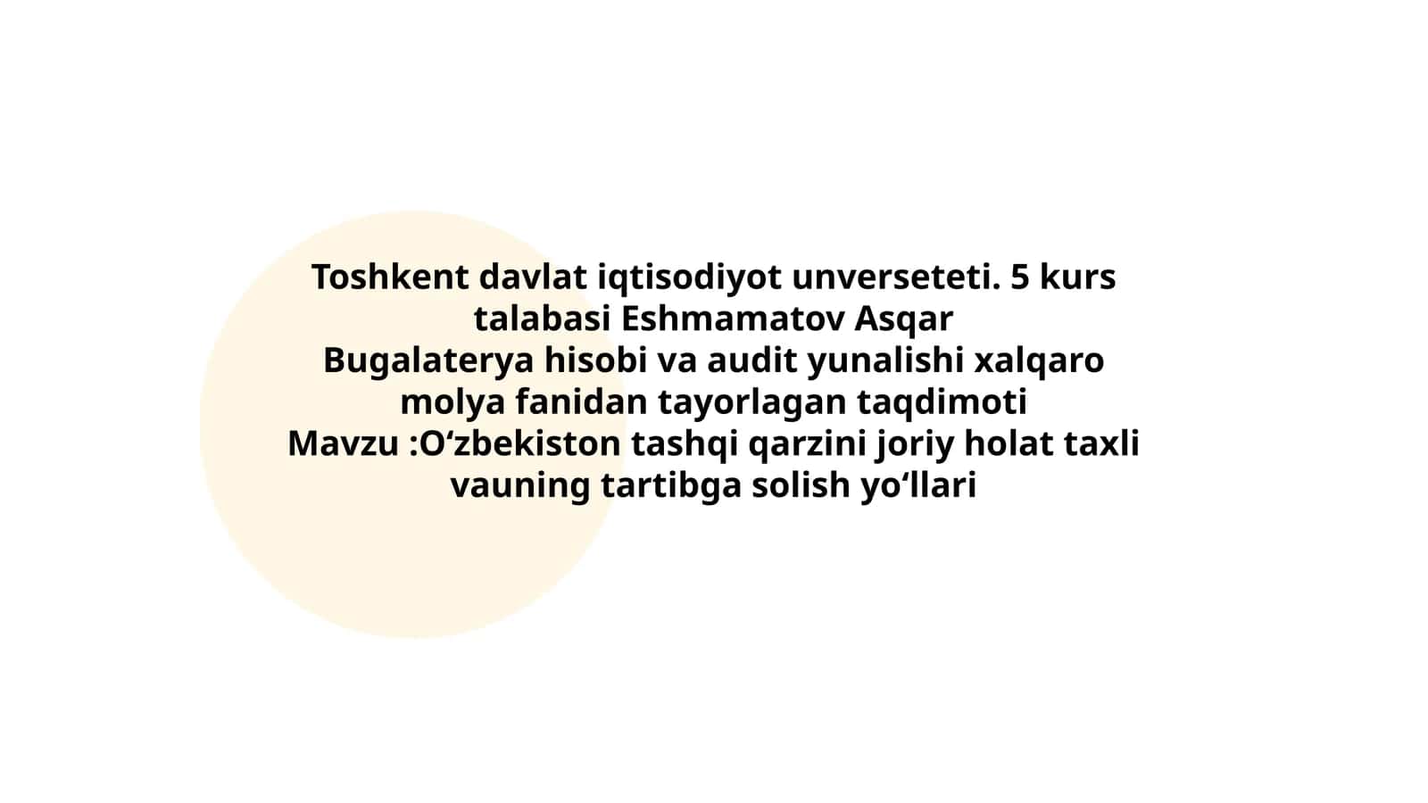 O‘zbekiston tashqi qarzini joriy holat taxli vauning tartibga solish yo‘llari 1