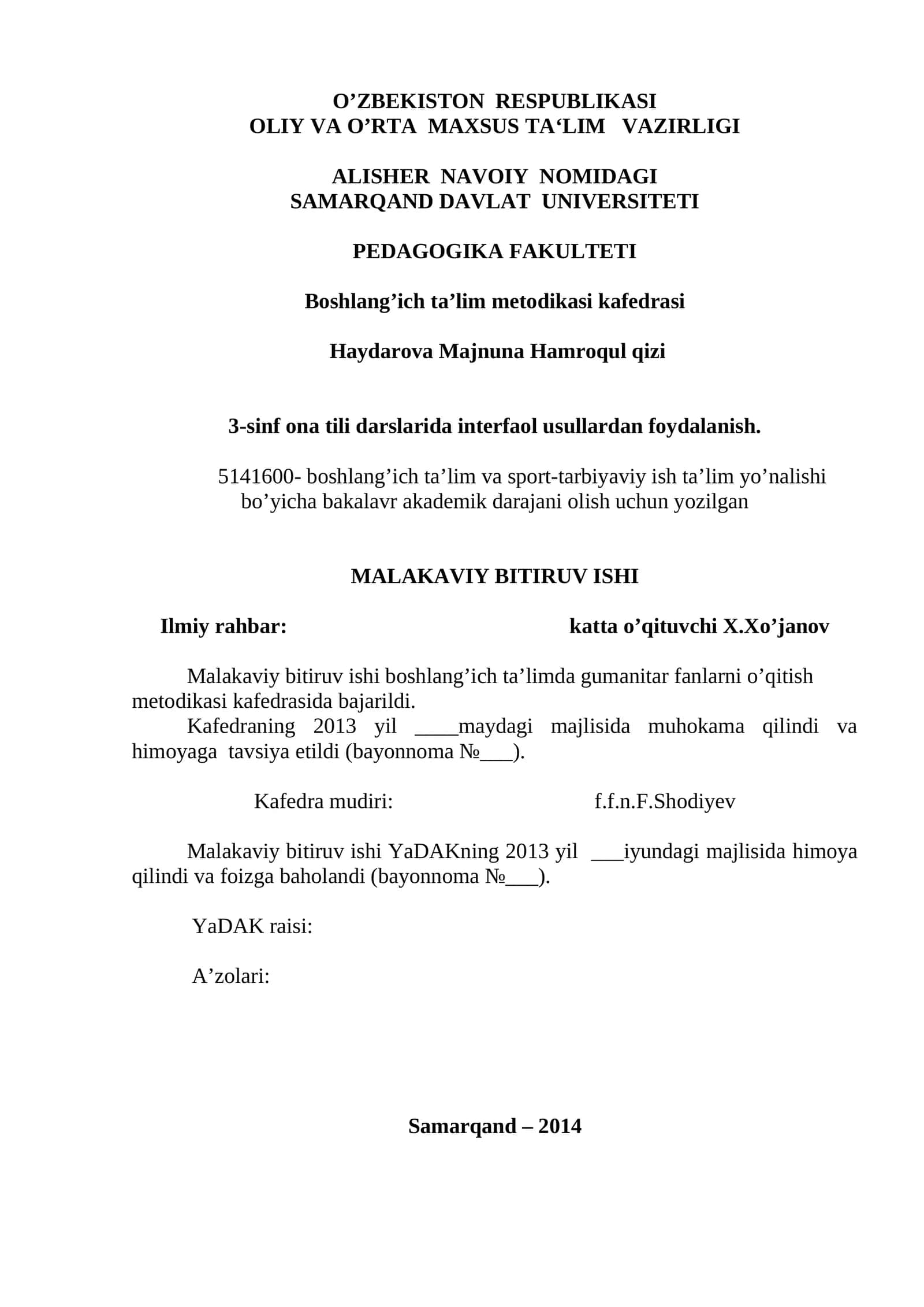 3-sinf ona tili darslarida interfaol usullardan foydalanish 1