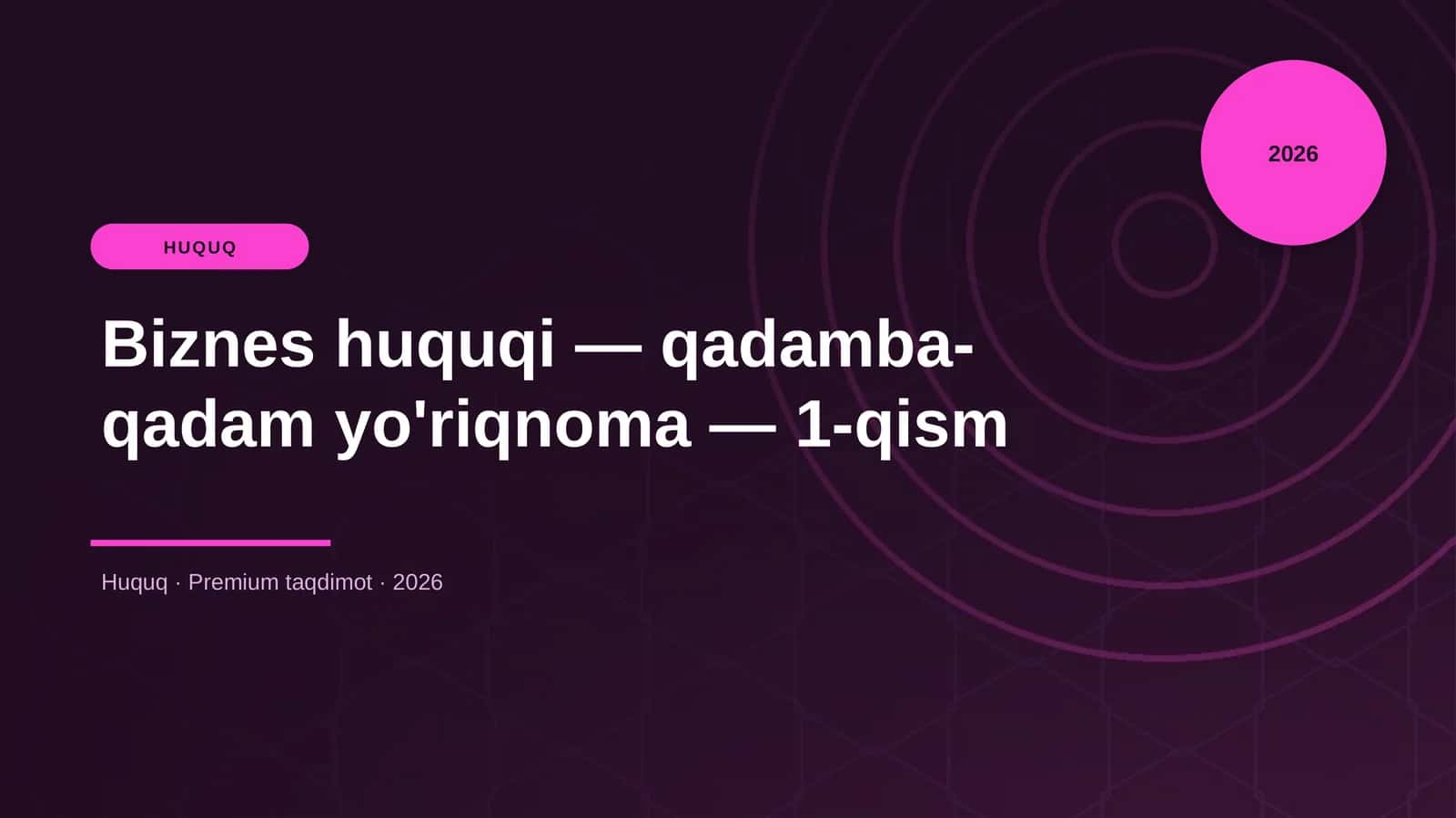 Biznes huquqi — qadamba-qadam yo'riqnoma — 1-qism 1
