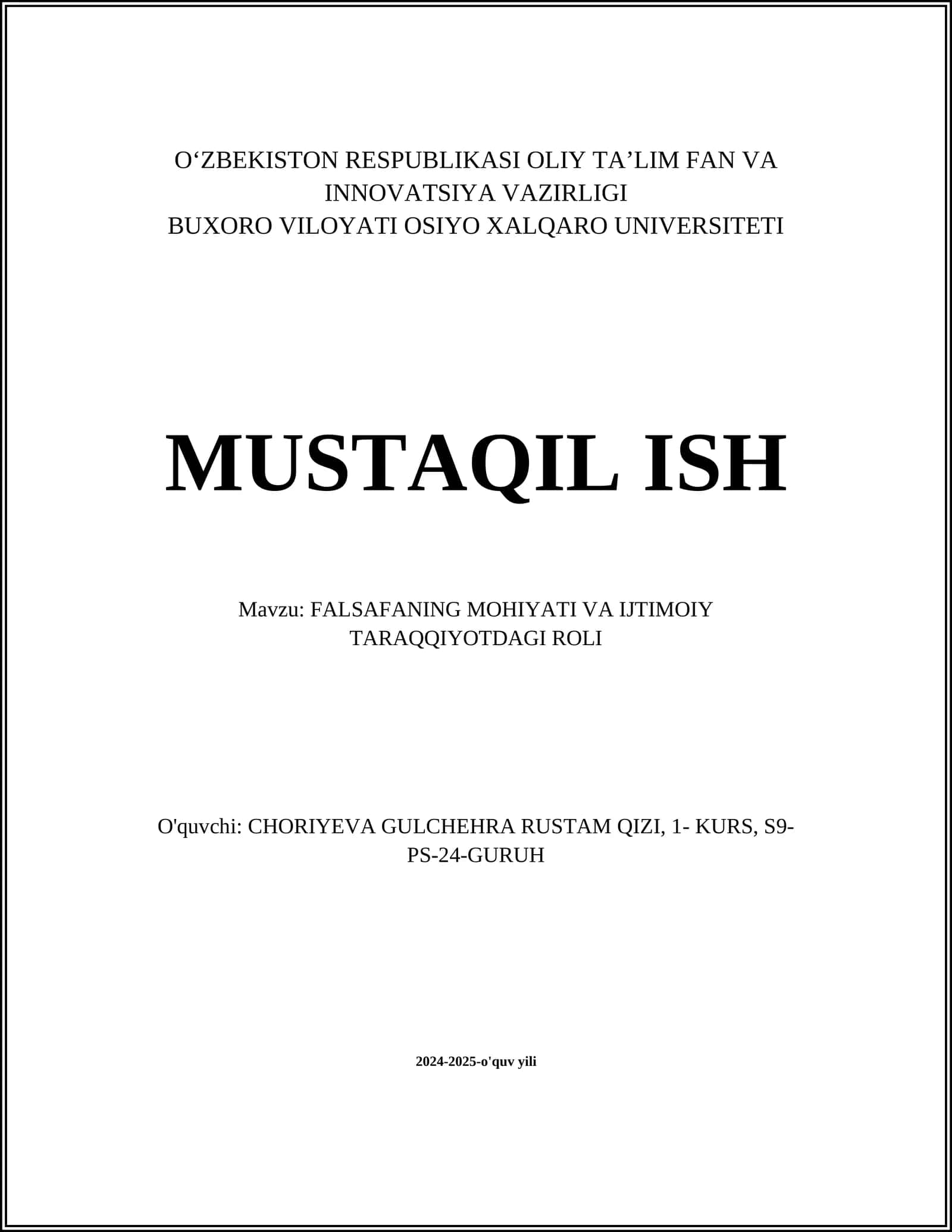 FALSAFANING MOHIYATI VA IJTIMOIY TARAQQIYOTDAGI ROLI 1