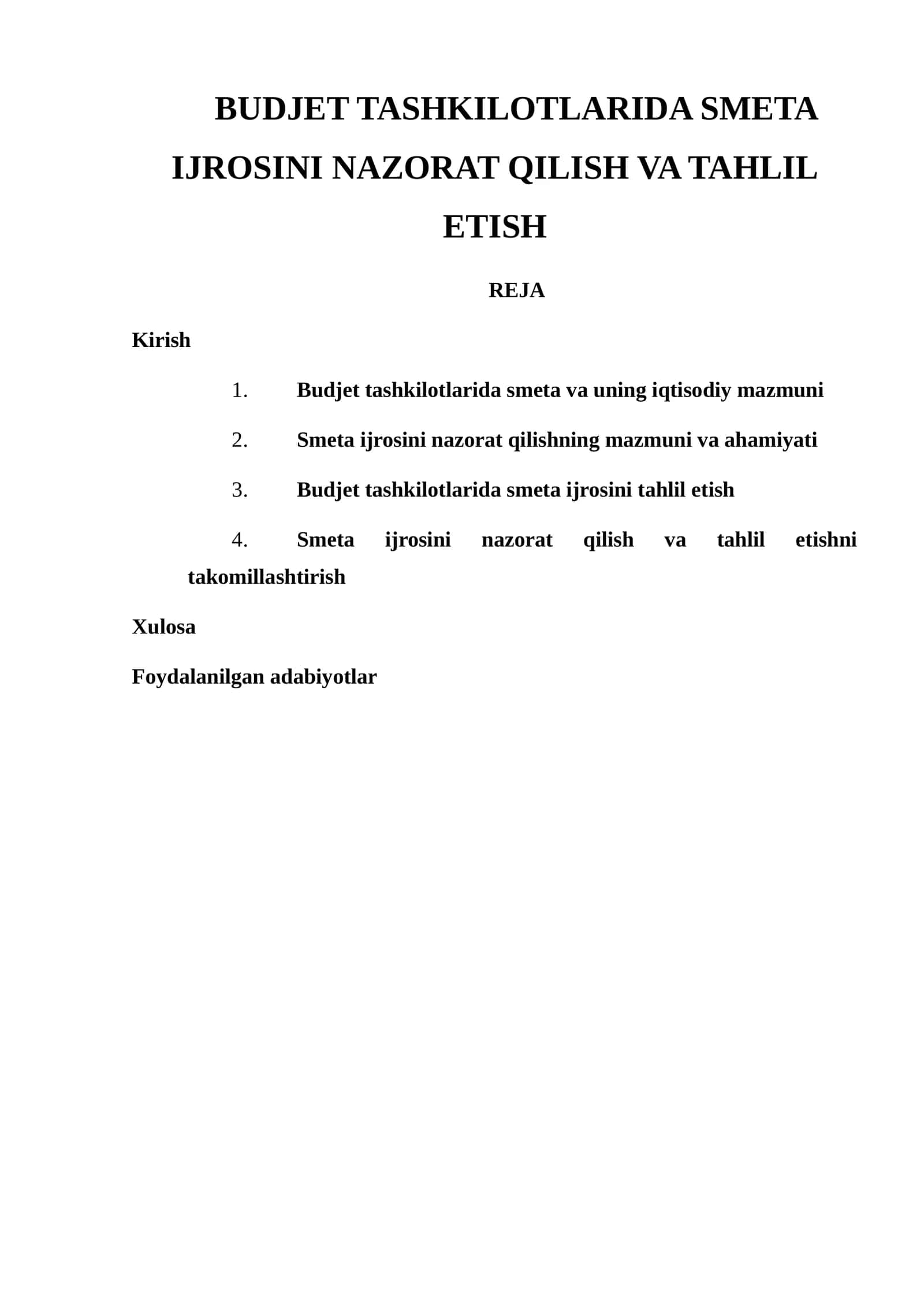 Budjet tashkilotlarida smeta ijrosini nazorat qilish va tahlil etish 1
