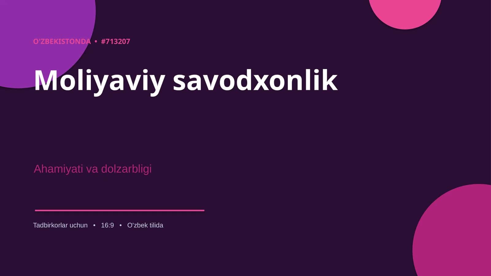 Moliyaviy savodxonlik 1