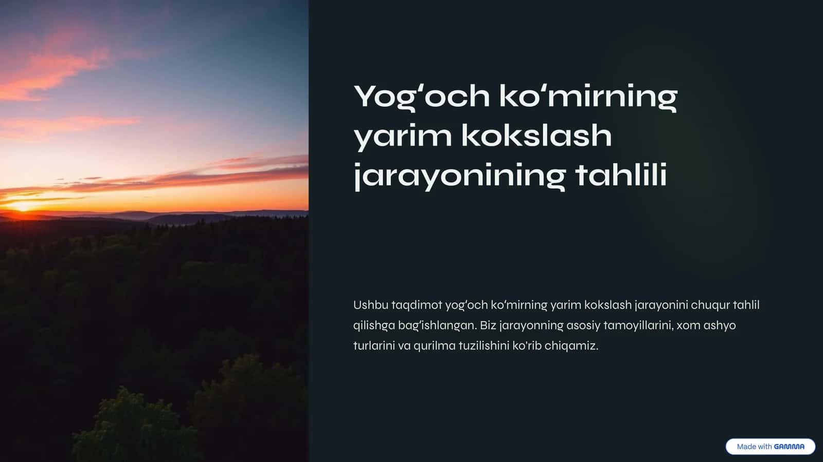 Yogʻoch koʻmirning yarim kokslash jarayonining tahlili 1