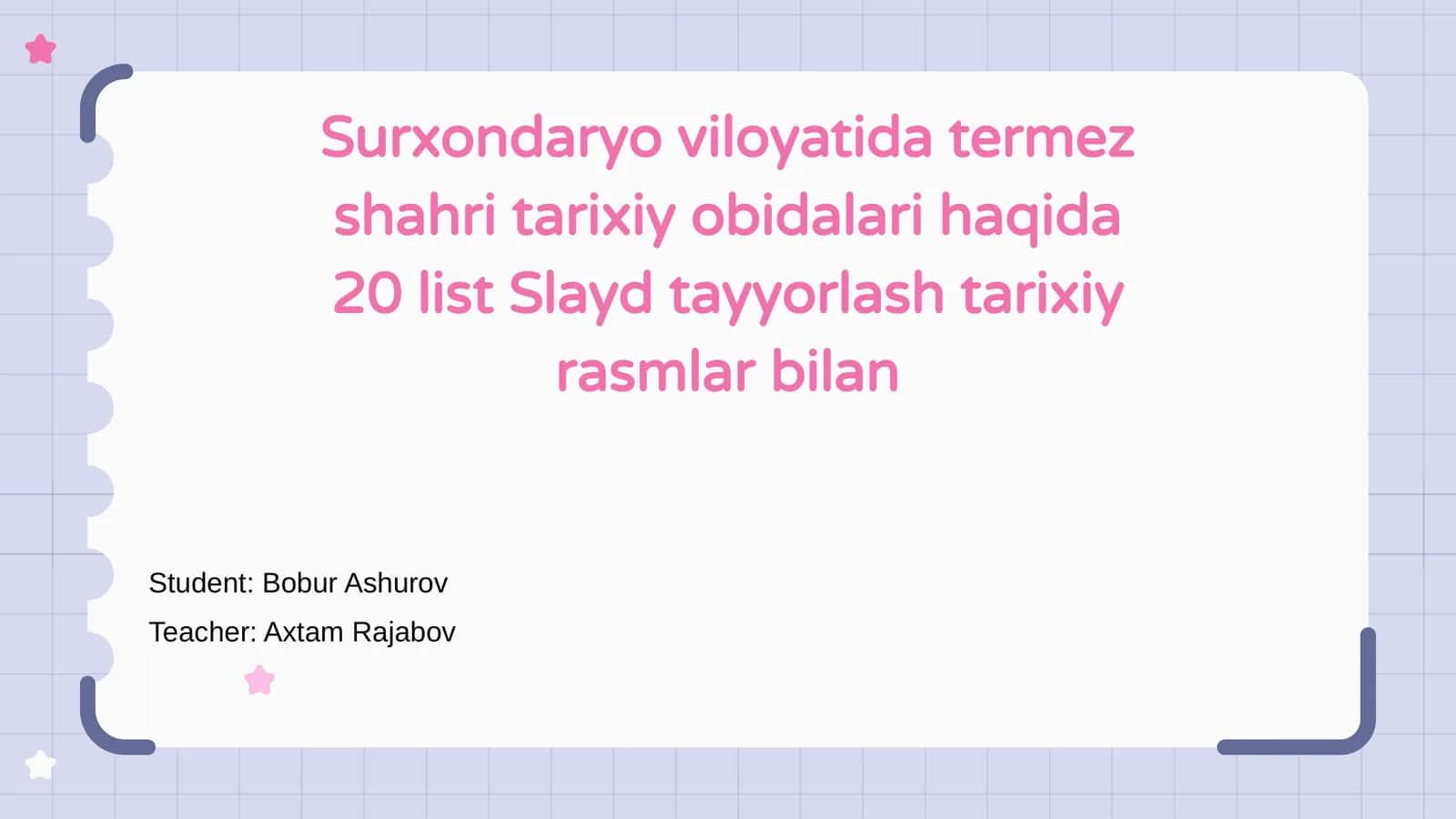 Tarixiy obidalari haqida 20 list Slayd 1