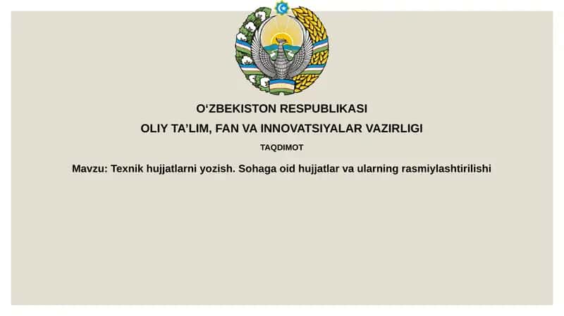 Texnik hujjatlarni yozish 1