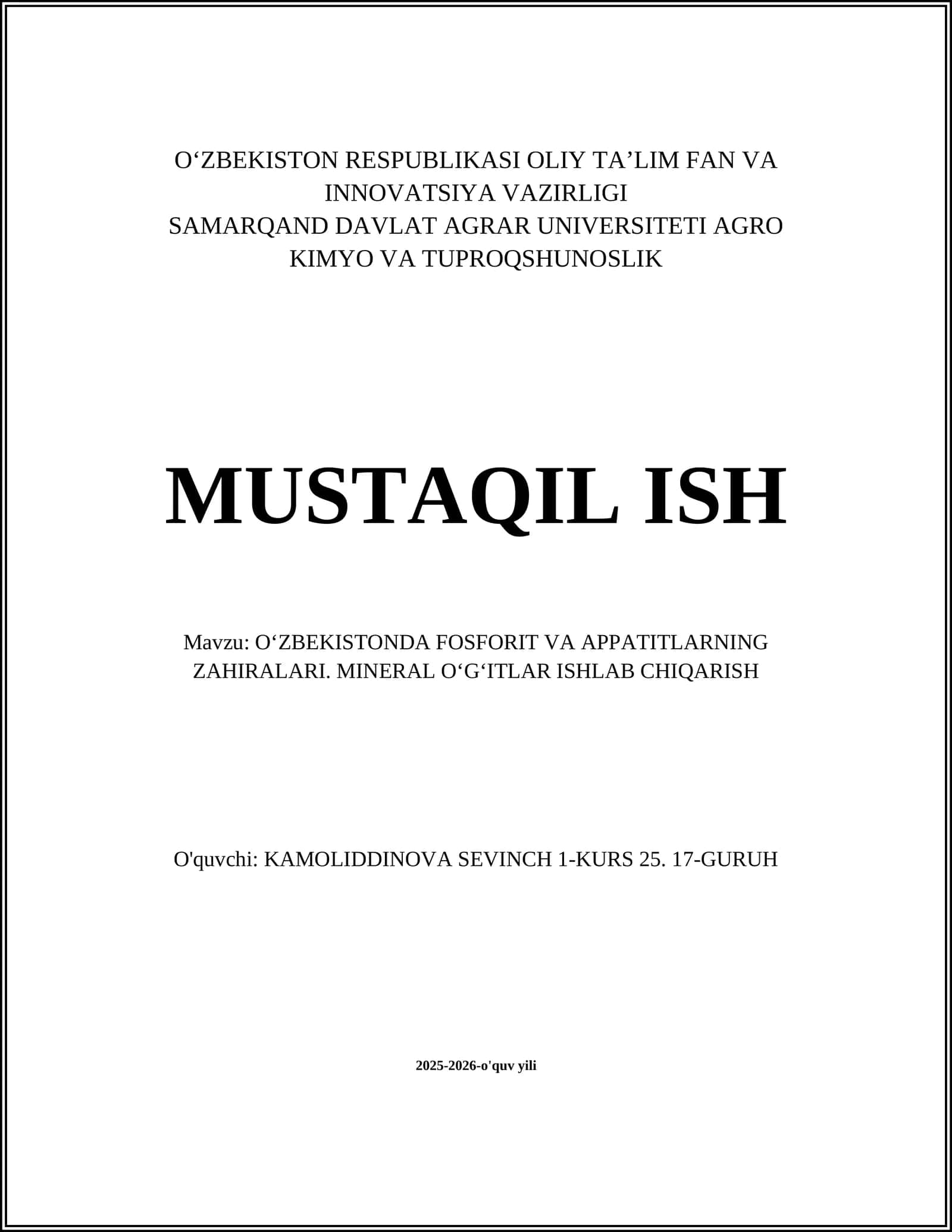 OʻZBEKISTONDA FOSFORIT VA APPATITLARNING ZAHIRALARI 1