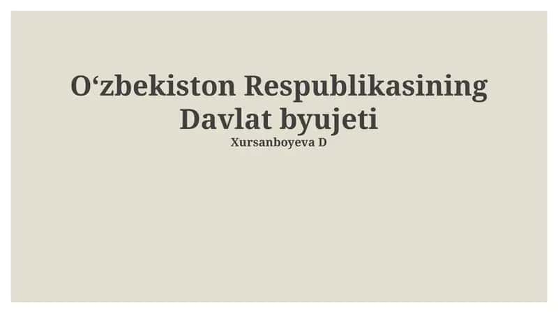 O'zbekiston Respublikasining Davlat byujeti 1