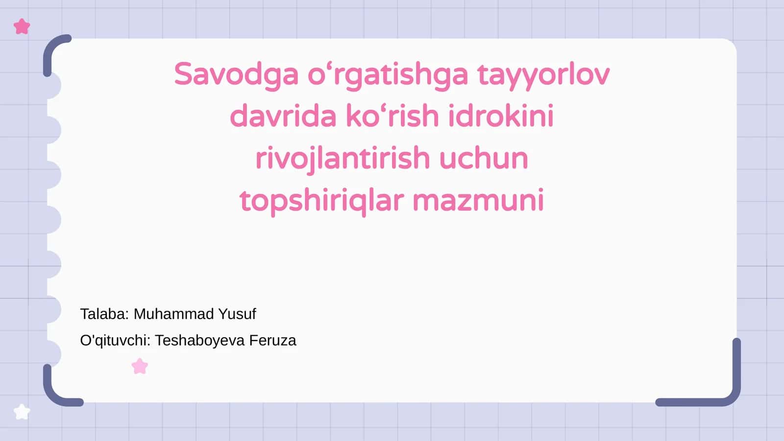 Savodga o‘rgatishga tayyorlov davrida ko‘rish idrokini rivojlantirish uchun topshiriqlar mazmuni 1