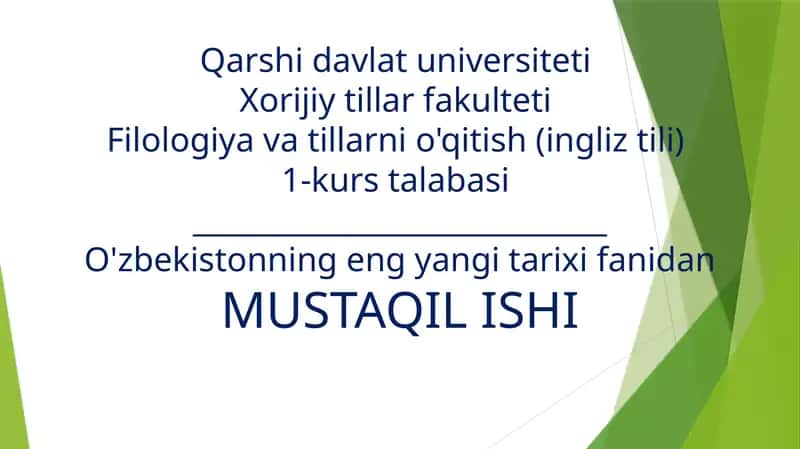 Xorijiy tillar fakulteti Filologiya va tillarni o'qitish (ingliz tili) 1-kurs talabasi 1