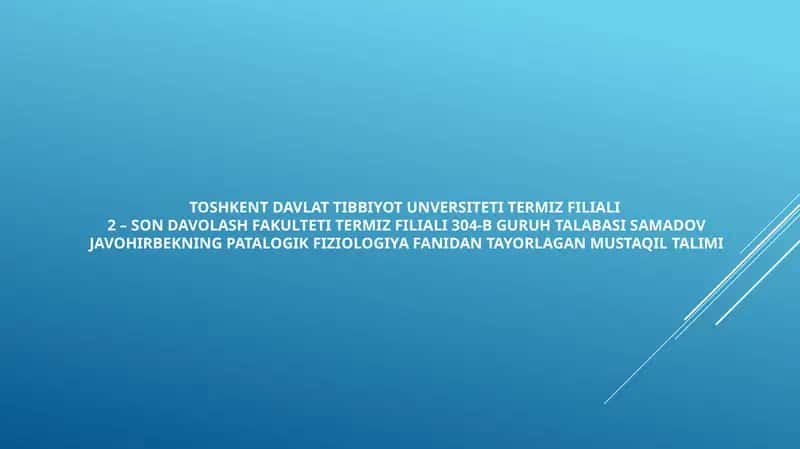 Arterial gipotenziyalar, ularning turlari, sabablari va rivojlanish mexanizmlari 1