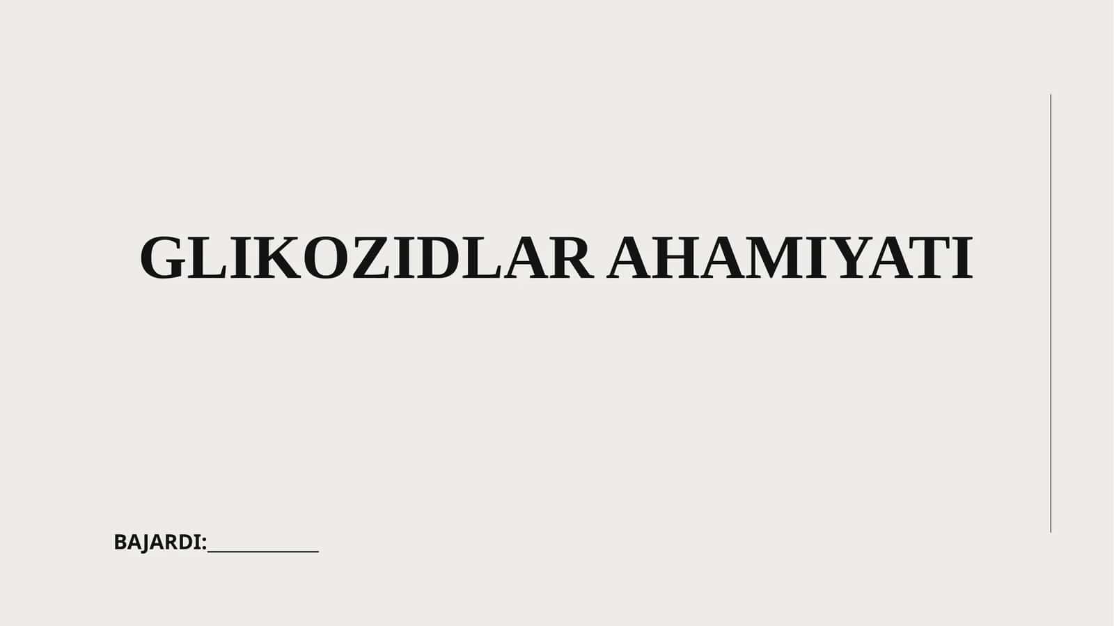 GLIKOZIDLAR AHAMIYATI 1