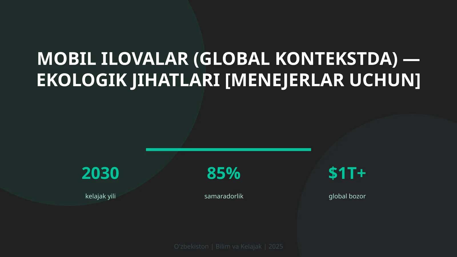 MOBIL ILOVALAR (GLOBAL KONTEKSTDA) — EKOLOGIK JIHATLARI [MENEJERLAR UCHUN] 1