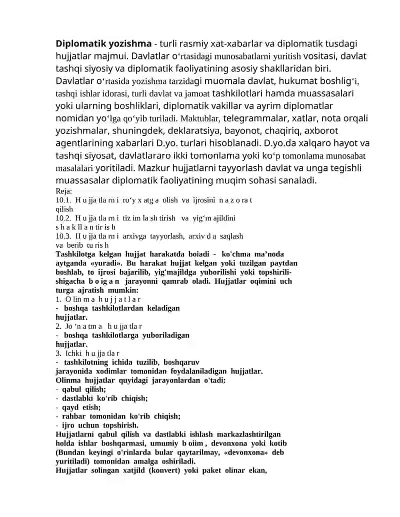 Diplomatik yozishma 1
