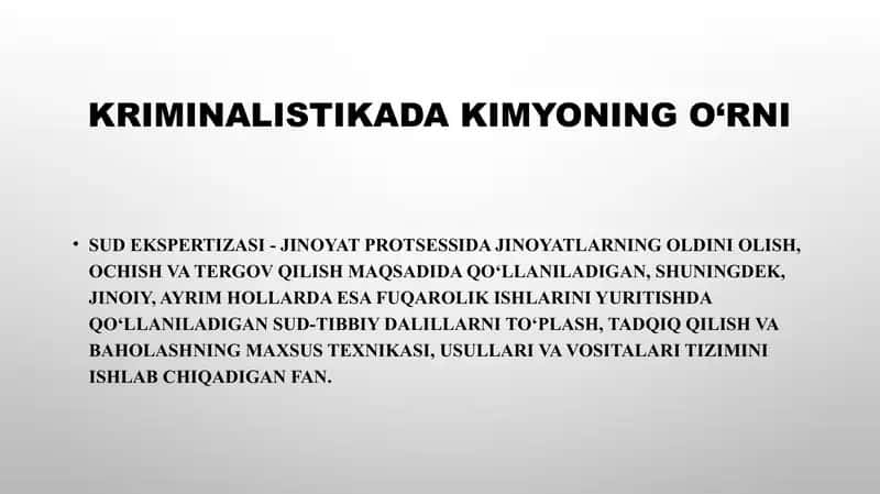 Kriminalistikada Kimyoning O‘rni 1
