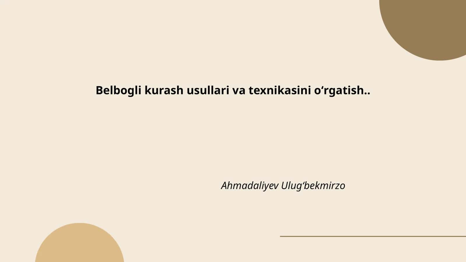 Belbogli kurash usullari va texnikasini oʻrgatish 1