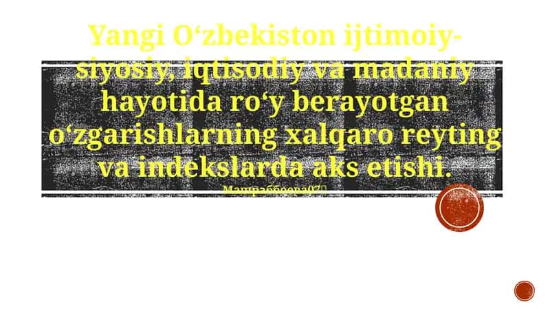O'zbekistonning ijtimoiy-siyosiy, iqtisodiy va madaniy hayoti 1