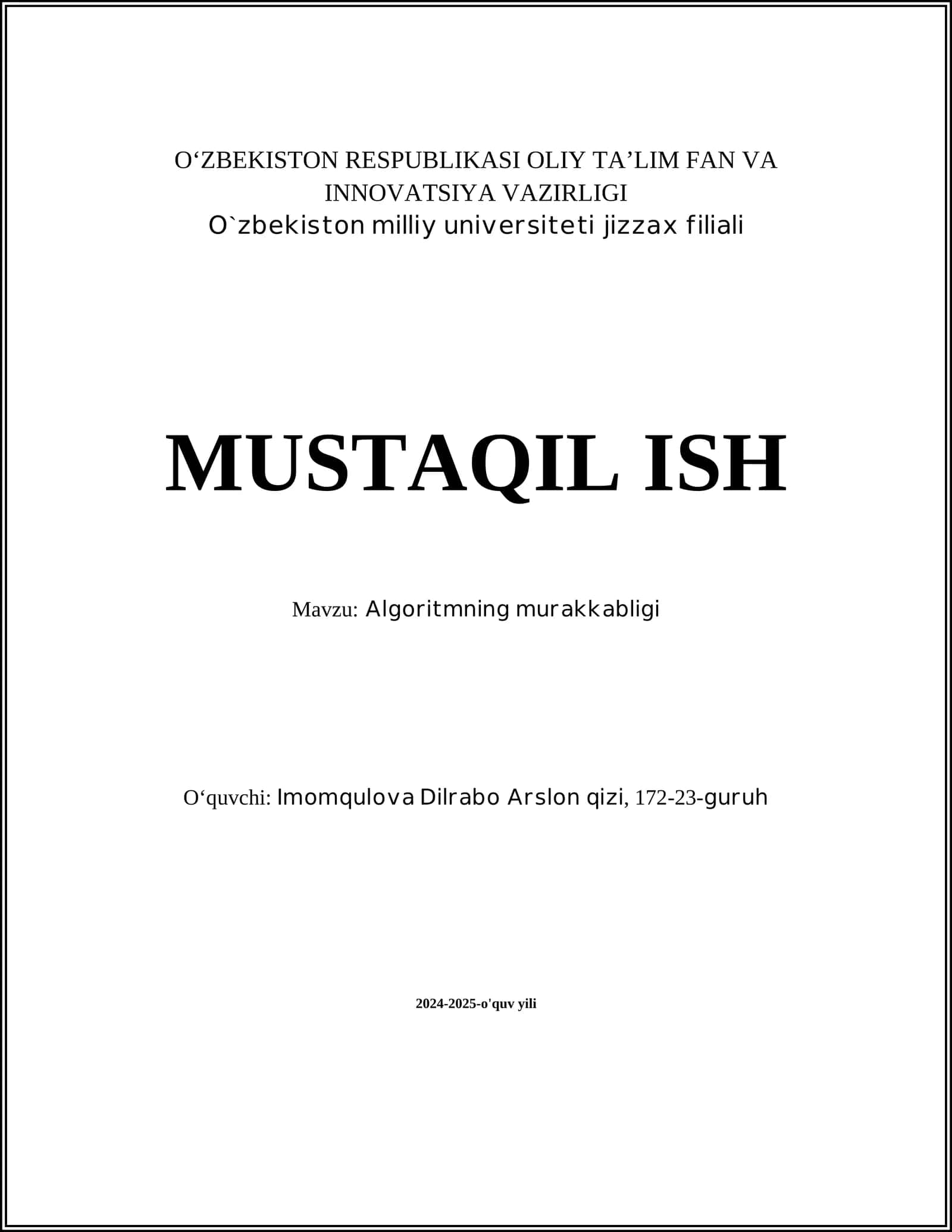 Algoritmlashning asoslari 1