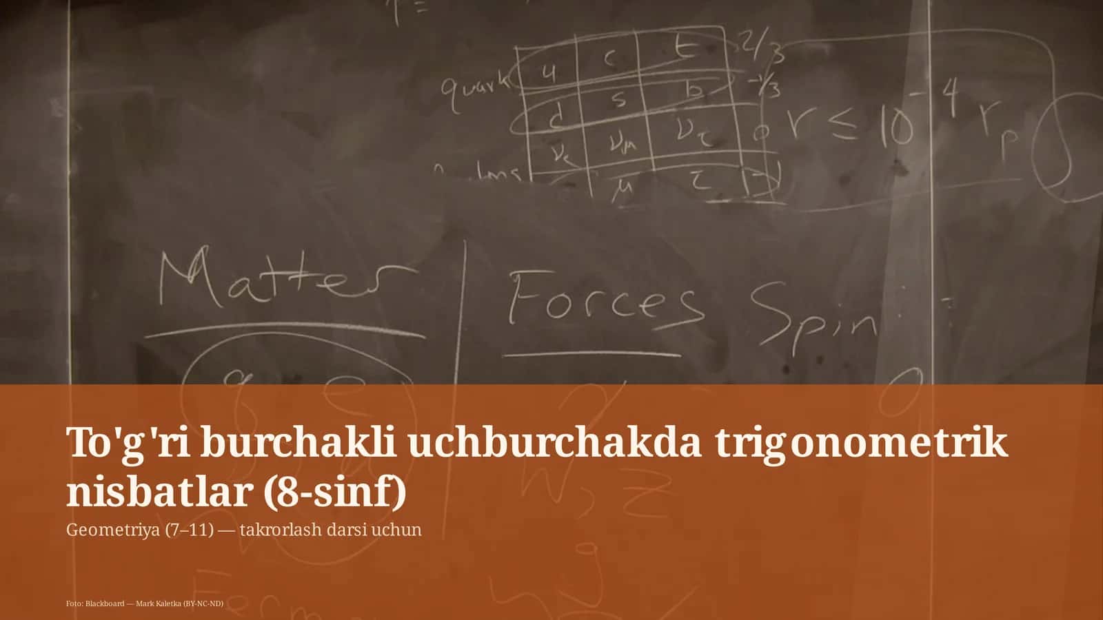 To'g'ri burchakli uchburchakda trigonometrik nisbatlar (8-sinf) 1