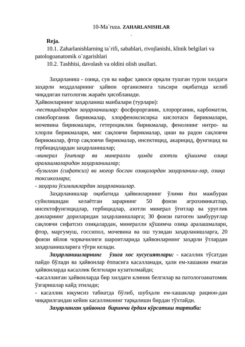 Zaharlanishlar 1