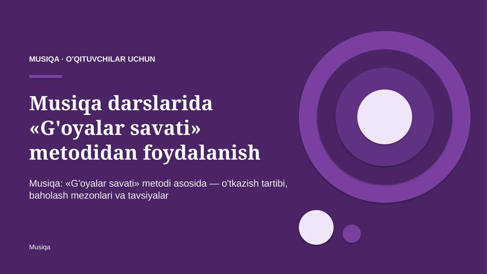 musiqa darslarida g'oyalar savati metodidan foydalanish 9780 1