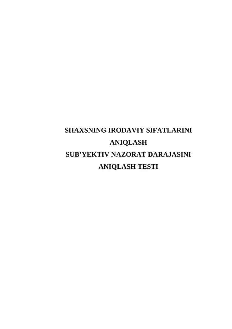 SHAXSNING IRODAVIY SIFATLARINI ANIQLASH 1