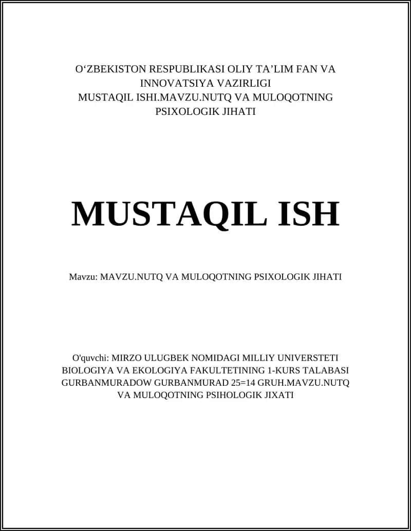 MAVZU.NUTQ VA MULOQOTNING PSIXOLOGIK JIHATI 1