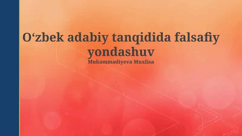 Oʻzbek adabiy tanqidida falsafiy yondashuv 1