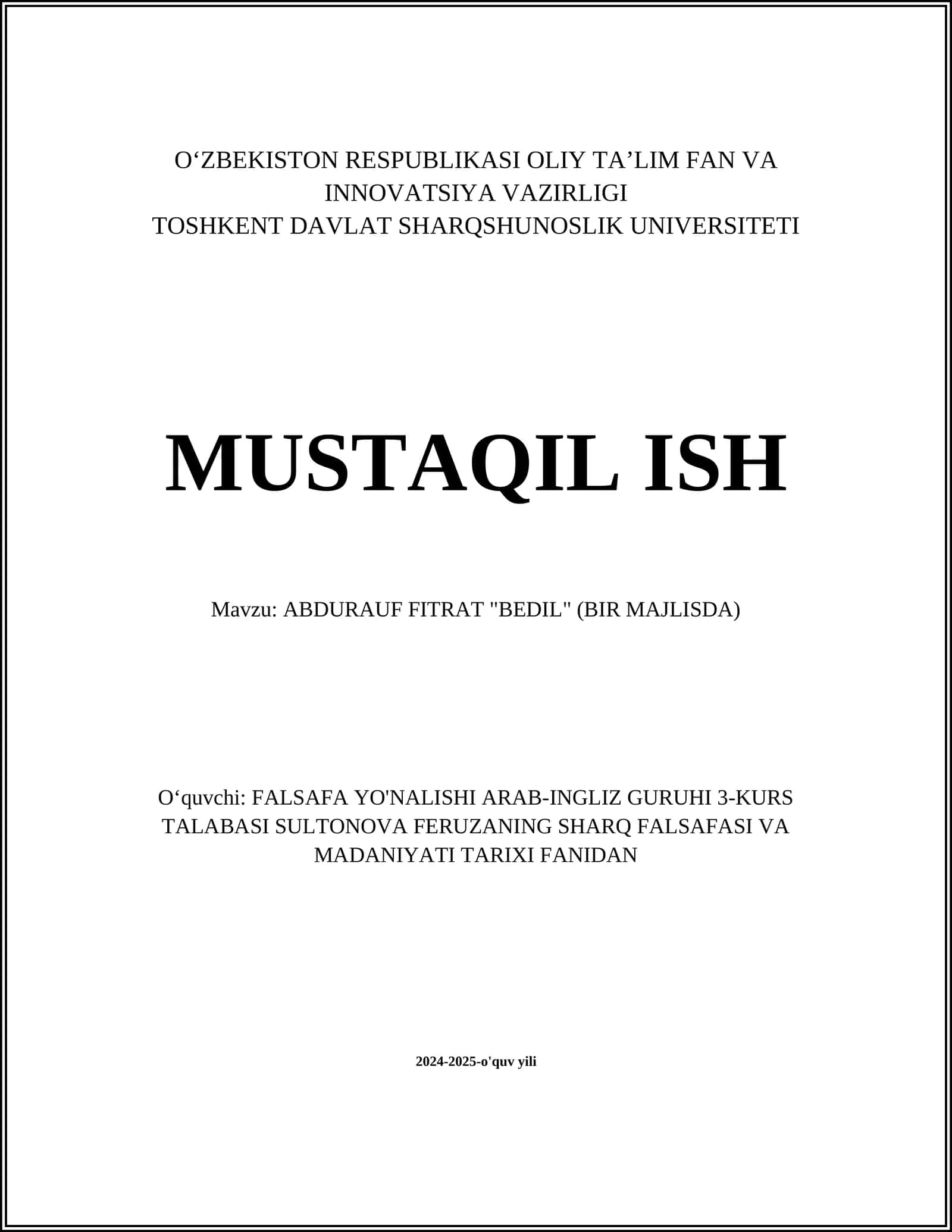 ABDURAUF FITRAT "BEDIL" (BIR MAJLISDA) 1