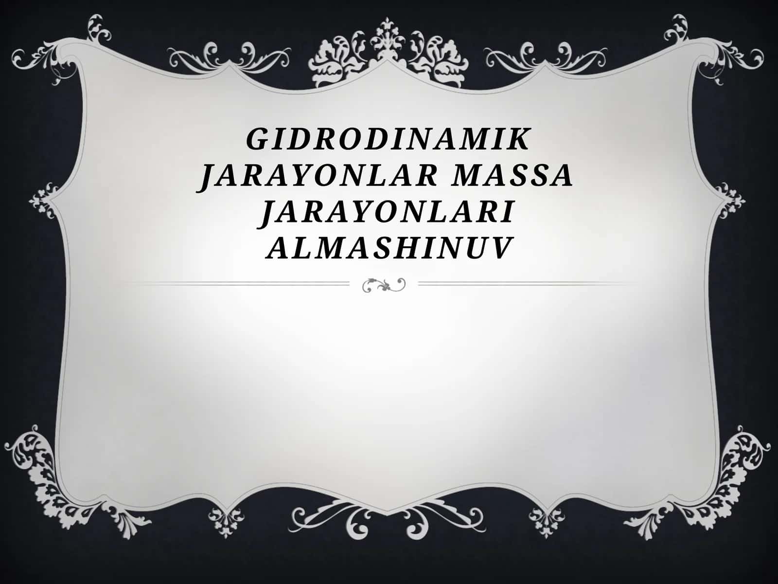 Gidrodinamik jarayonlar massa jarayonlar almashinuv 1