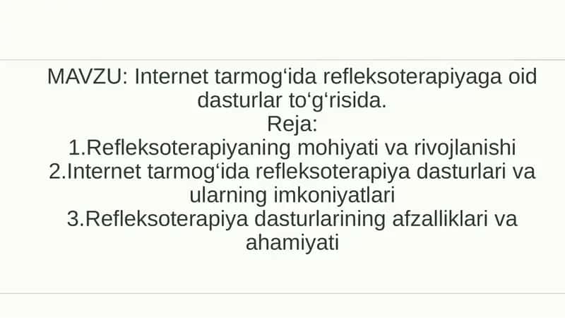Internet tarmog‘ida refleksoterapiyaga oid dasturlar to‘g‘risida 1