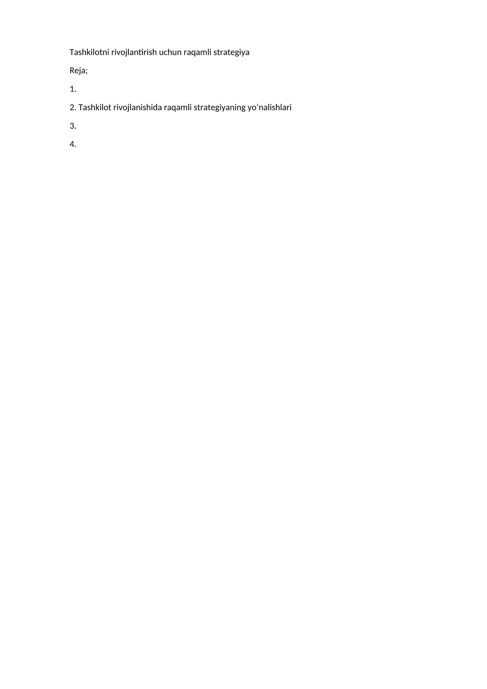 Tashkilotni Rivojlantirish Uchun Raqamli Strategiya 1