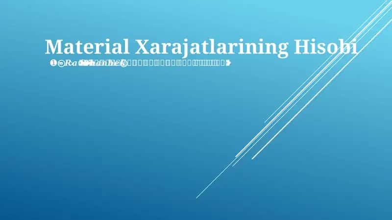 Material Xarajatlarining Hisobi 1