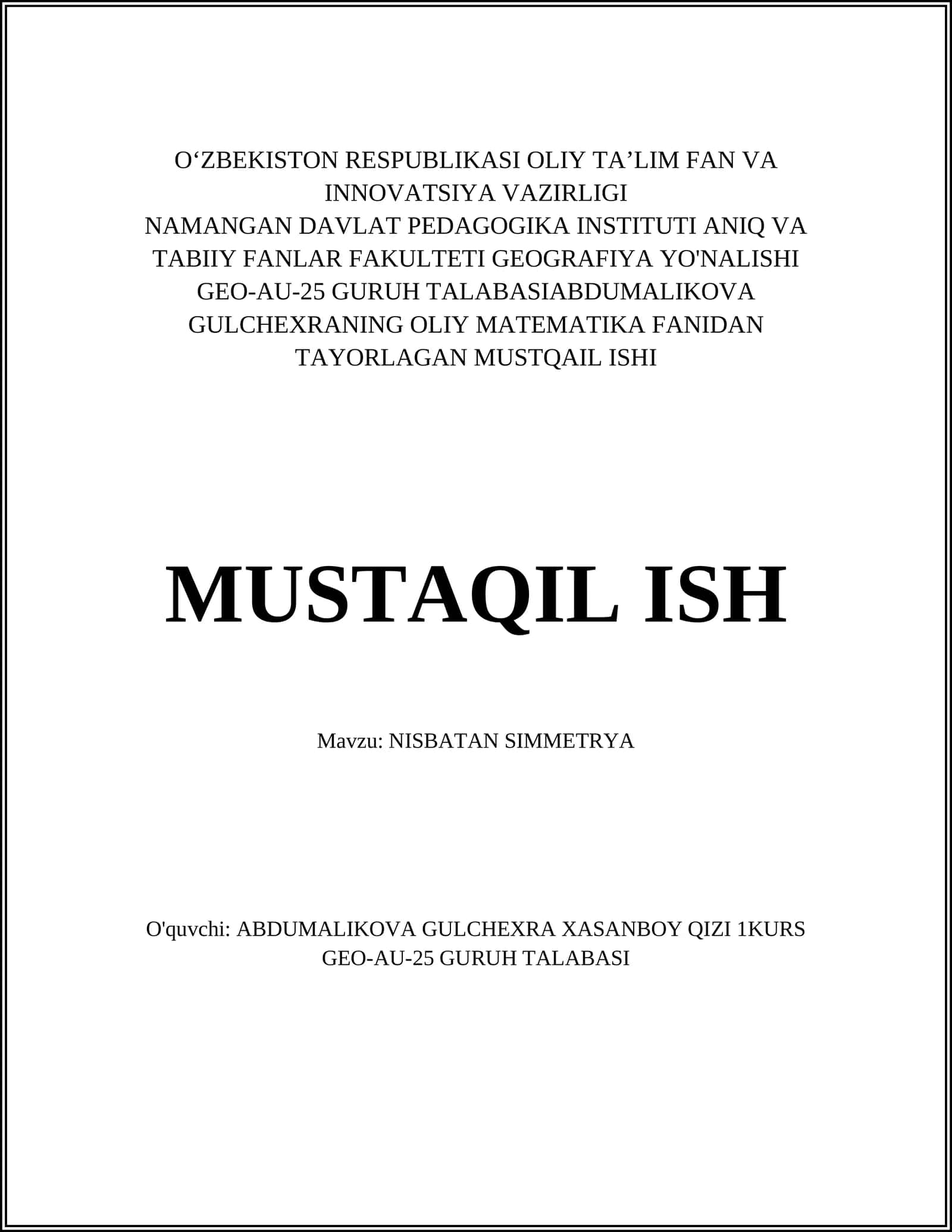 Nisbatan simmetriya 1