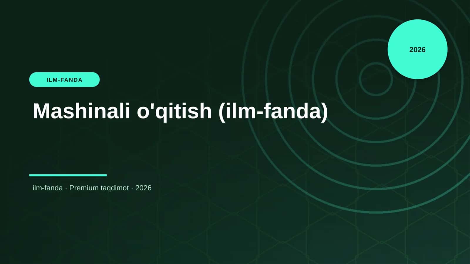 Mashinali o'qitish (ilm-fanda) 1