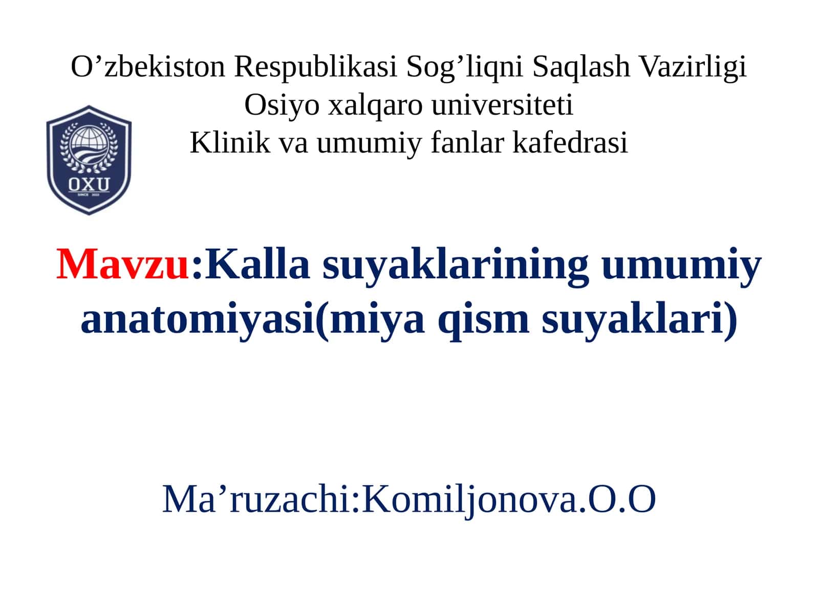 Kallasuyaklarining umumiy anatomiyasi (miya qism suyaklari) 1