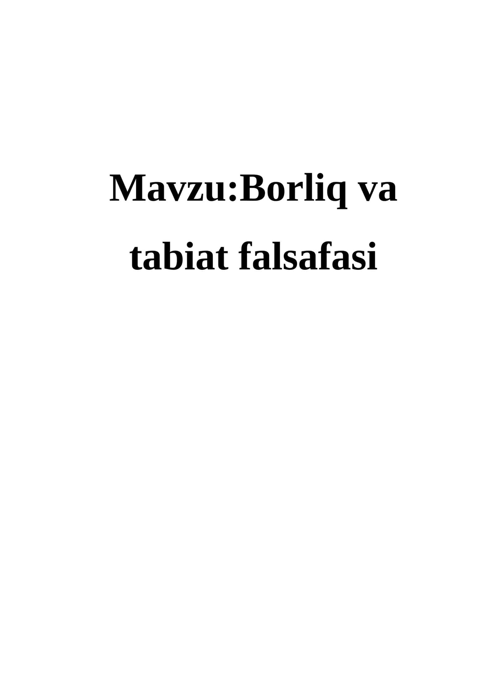 Borliq va tabiat falsafasi 1