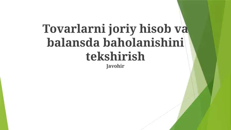 Inventarniyning hozirgi hisob qiymati balansdagi raqam bilan mos kelishini tasdiqlashni tekshirish 1