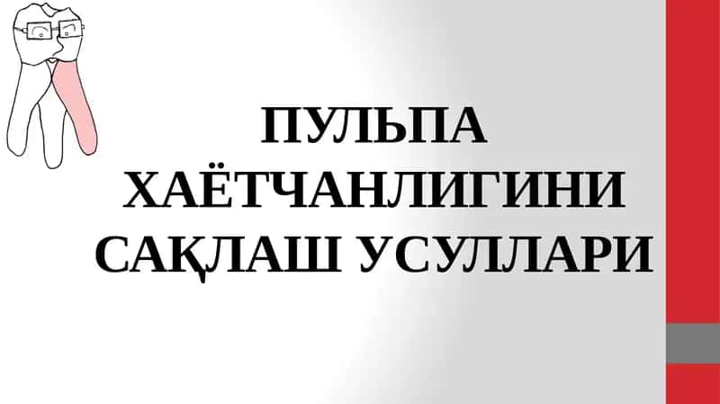 ПУЛЬПА ХАЁТЧАНЛИГИНИ САҚЛАШ УСУЛЛАРИ 1