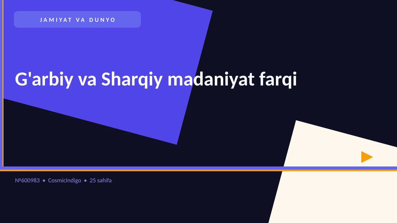G'arbiy va Sharqiy madaniyat farqi 1