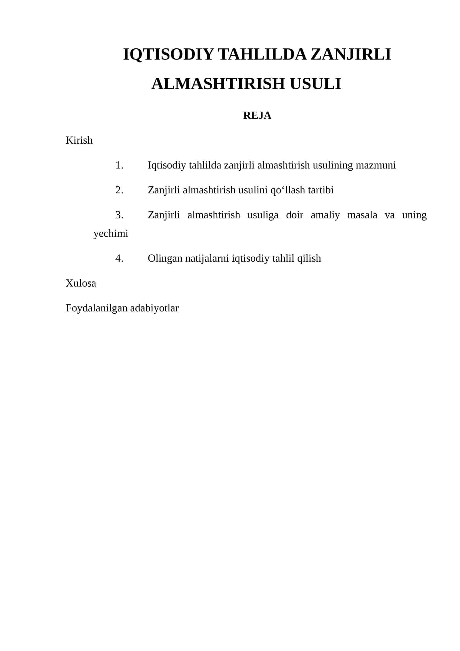 Zanjirli Almashtirish Usuli 1