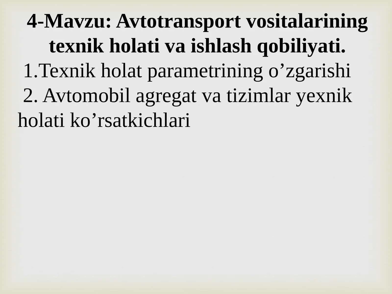 Avtotransport vositalarining texnik holati va ishlash qobiliyati 1