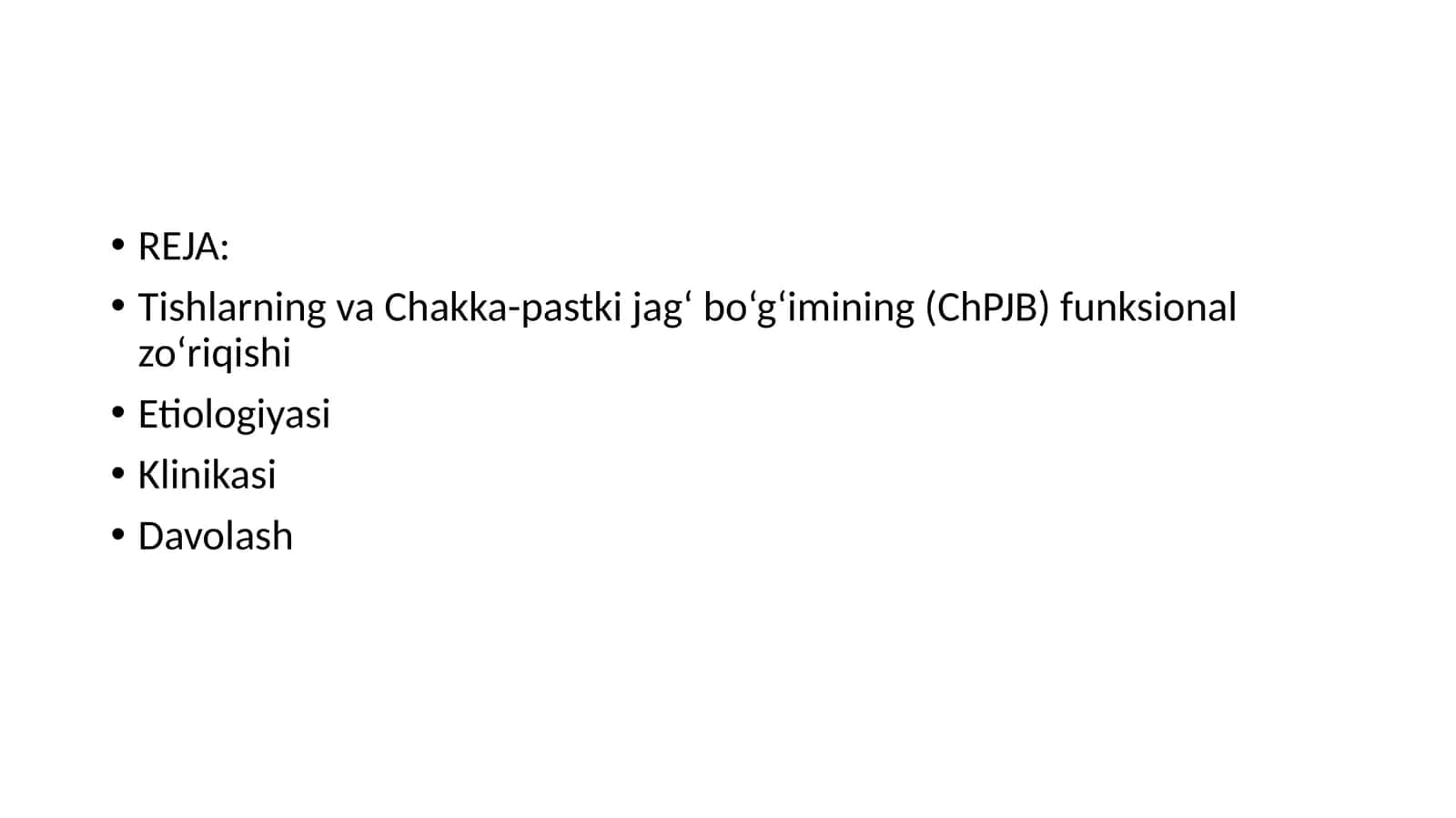 Tishlarning va Chakka-pastki jag‘ bo‘g‘imining (ChPJB) funksional zo‘riqishi 1