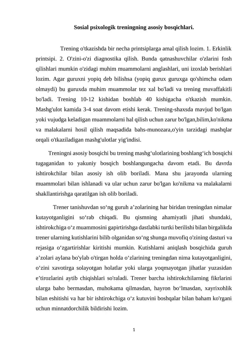 Sosial psixologik trening 1