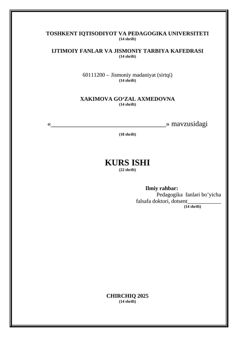 Jismoniy madaniyat (sirtqi) 1