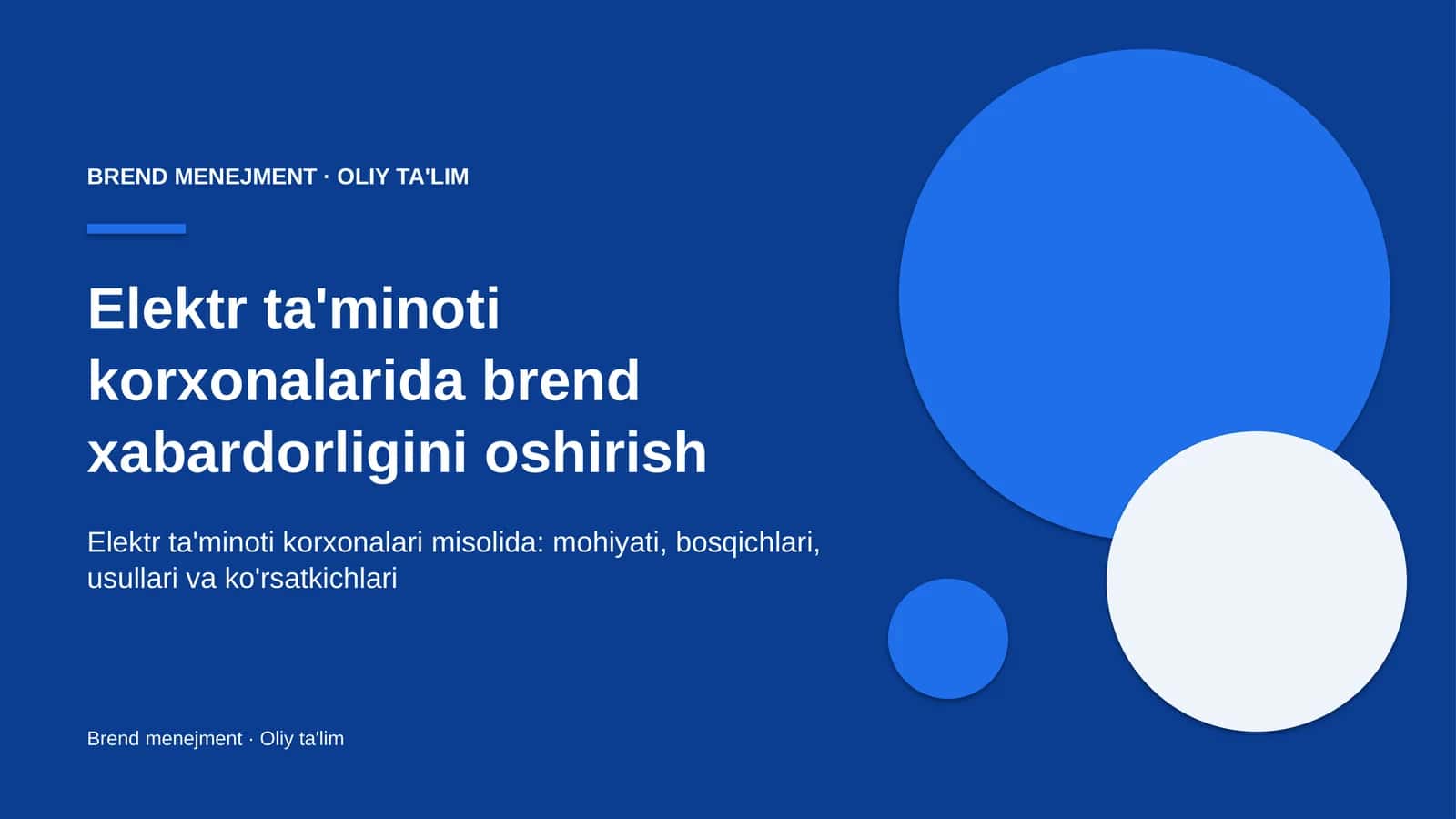 Elektr ta'minoti korxonalarida brend xabardorligini oshirish 1