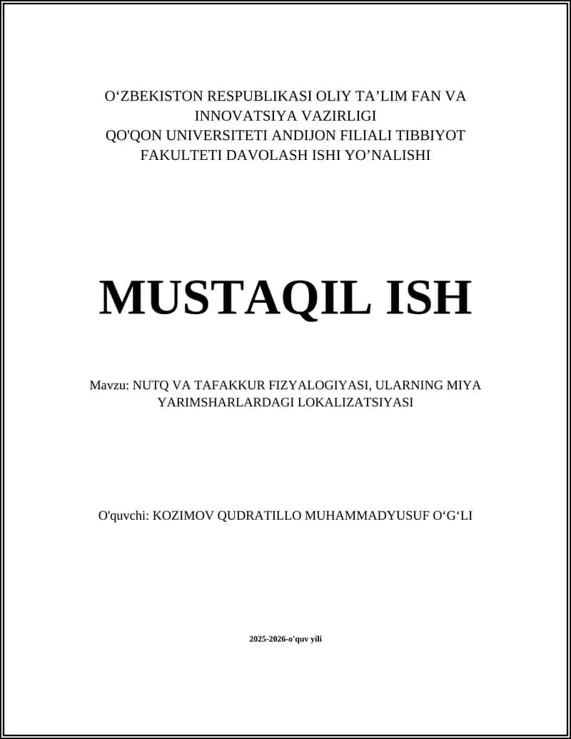 Nutq va tafakkur fiziologiyasi 1