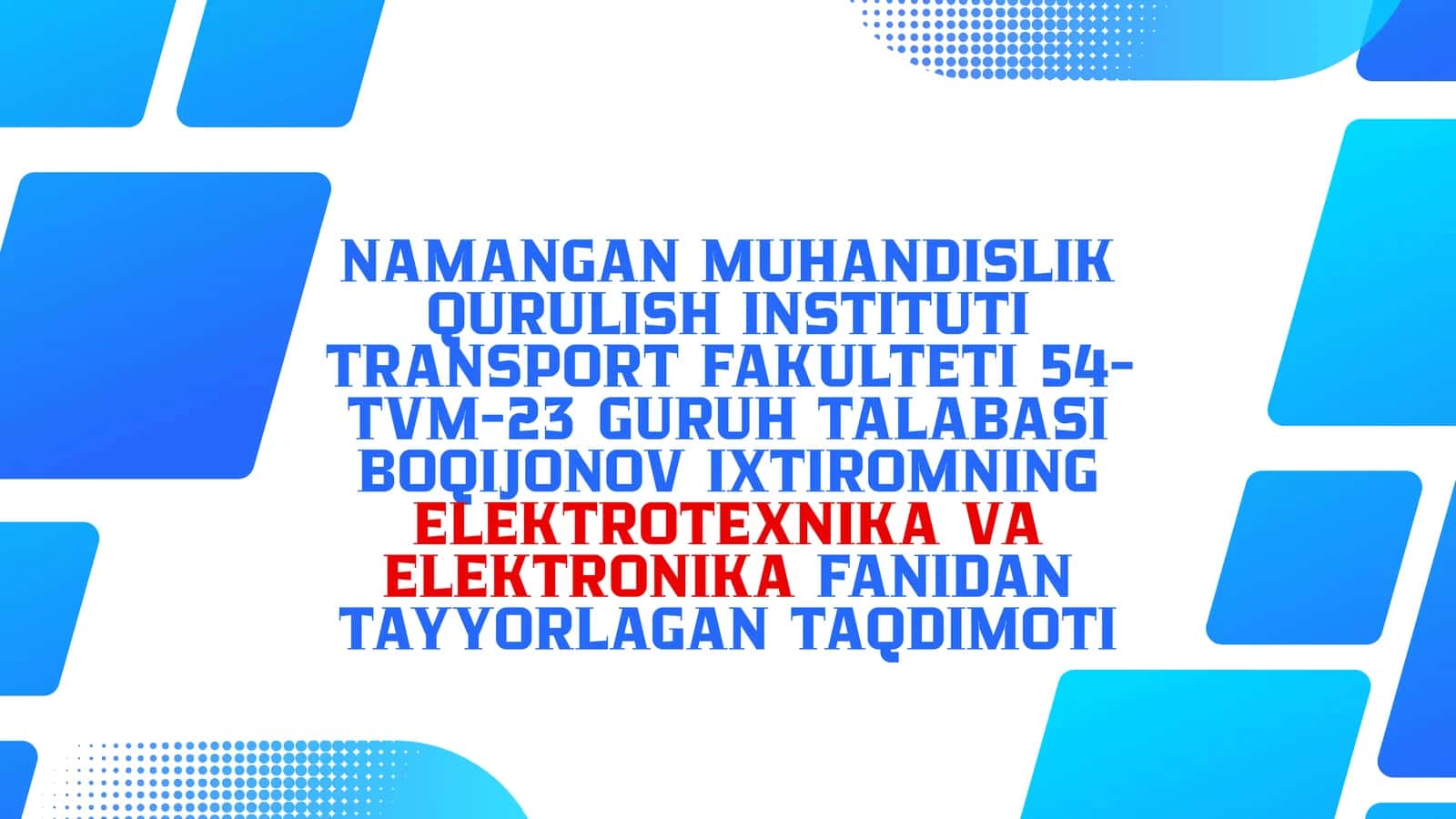 O’ZGARMAS TOK ELEKTR GENARATORLARI 1