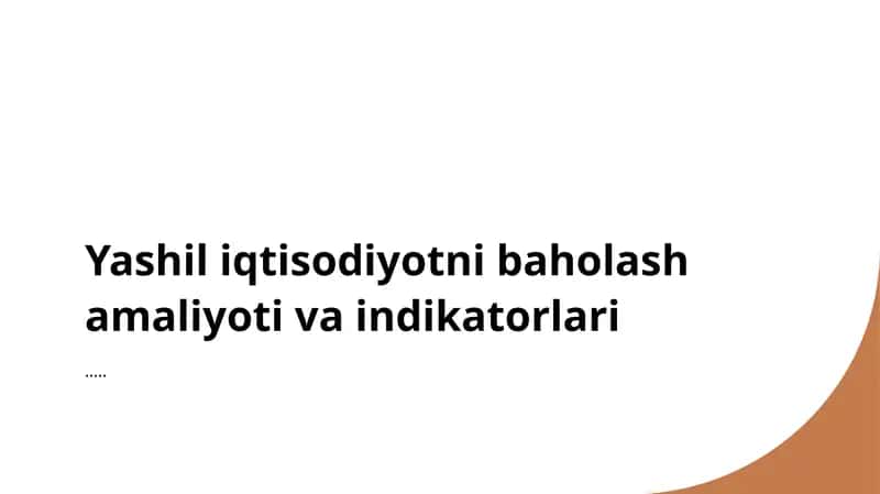 Yashil iqtisodiyotning asosiy tamoyillari 1