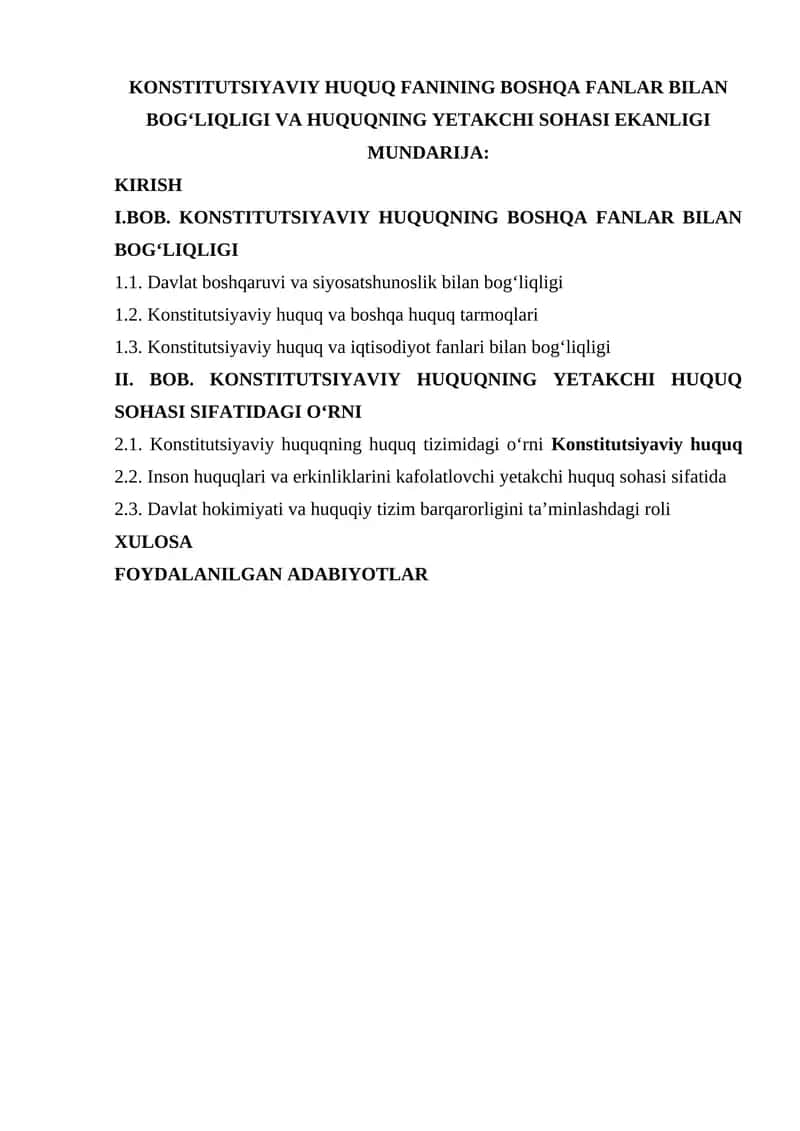 Konstitutsiyaviy Huquq Fanining Bog‘liqligi 1
