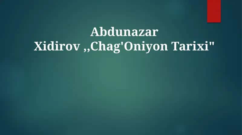 Chag'oniyon Tarixi 1